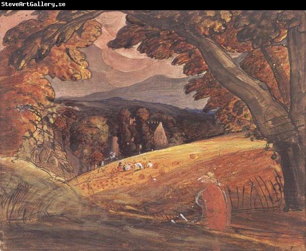 Samuel Palmer Harvesters by Firelight